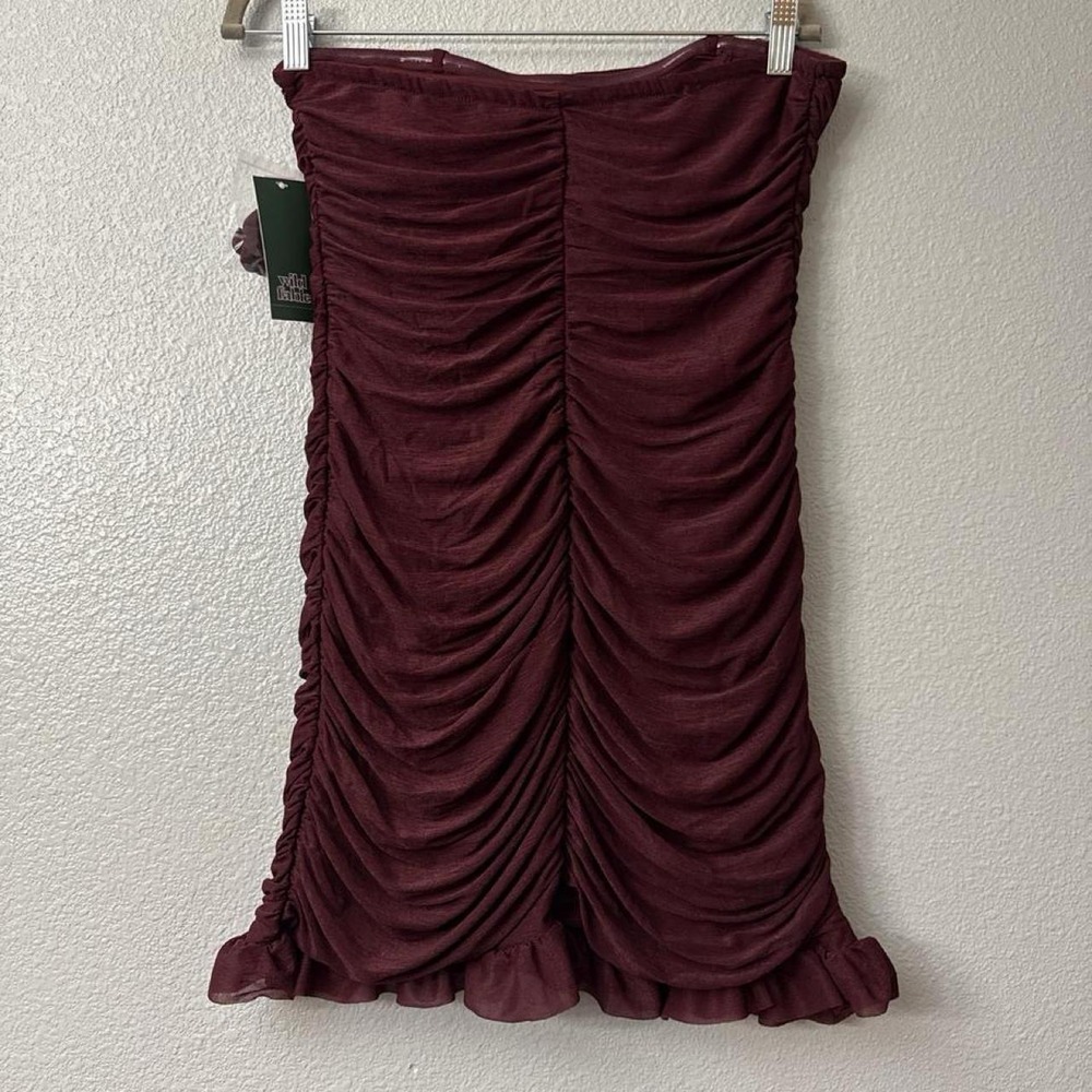 Wild Fable Women's Ruched Ruffle Tube Bodycon Mini Dress - Picture 3 of 8
